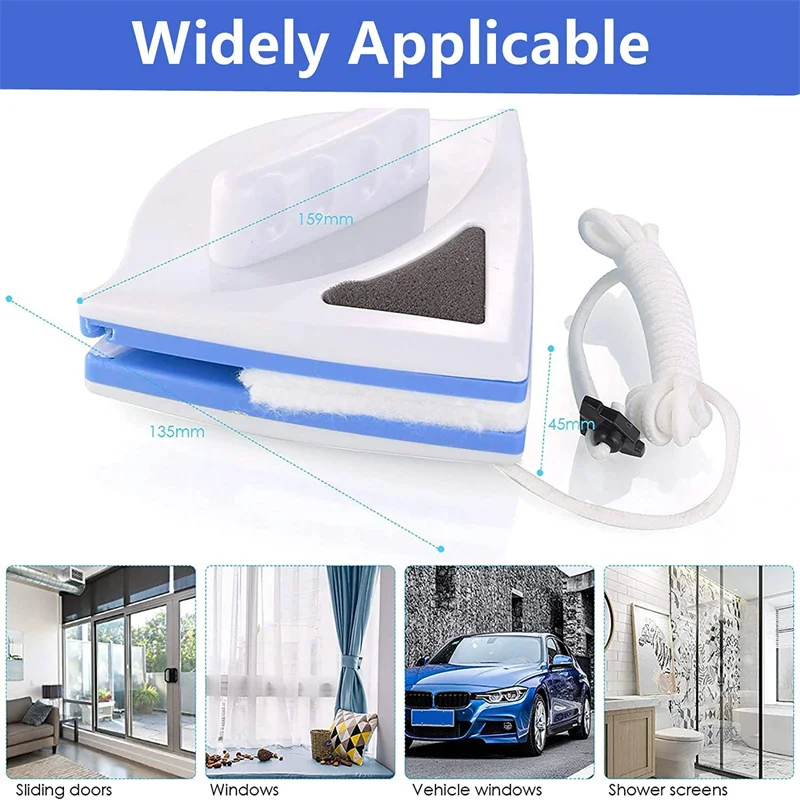 Window Cleaning Brush 3-30mm Double Side Magnetic Window Wiper Glass Cleaner Brush Tool Household Cleaning Fan Shape Window Magnetic Cleaner