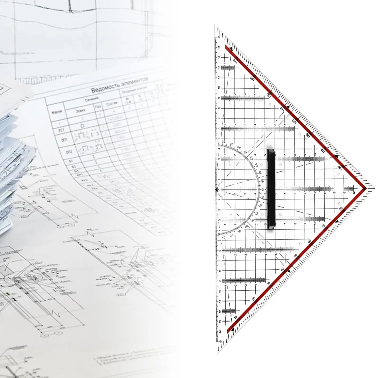 Durable Acrylic Folding Ruler Square Triangle Rulers DIY Tool with Handle