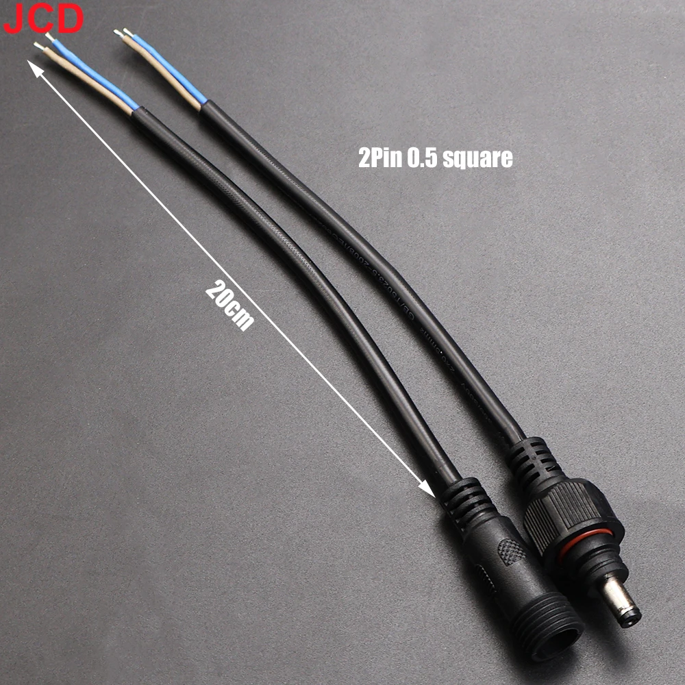 JCD 2핀 DC 전원 플러그 55*21mm 12V 커넥터 IP67 남성 여성 단자 연결 모니터링 라인 1-5M 연장 코드 방수