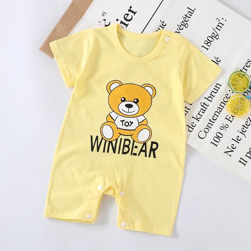 Newborn Baby Boys Girls Cartoon Cotton Kids Rompers Summer Children Infant Body Short Sleeve Girl Jumpsuit Printed Baby Clothes cheap baby bodysuits	 Baby Rompers