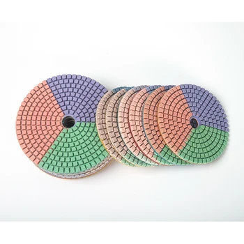 3 Colors Abrasive Diamond Wet Polishing Pads 4 Inch 100mm For Stone Marble Granite Quartz Grinding