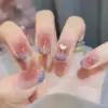 Handmade Manicures Mid-length Trapezoidal Detachable Diamond Manicure Finished Fake Wear Bow Opal Flash Silver Nails L8w1 6