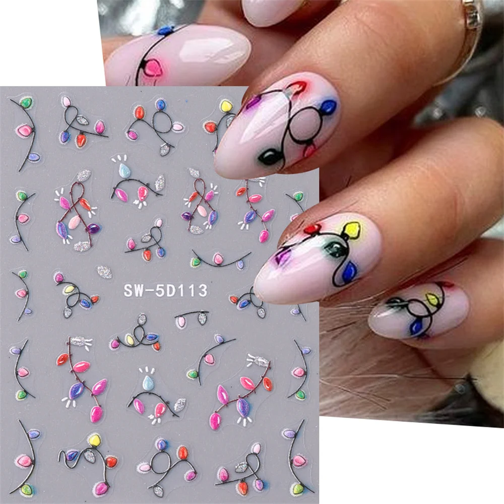 

Nail Stickers Lovely Happy And Eye-catching Unique 3d Relief Design Long-lasting Adhesive Perfect For Christmas Manicure