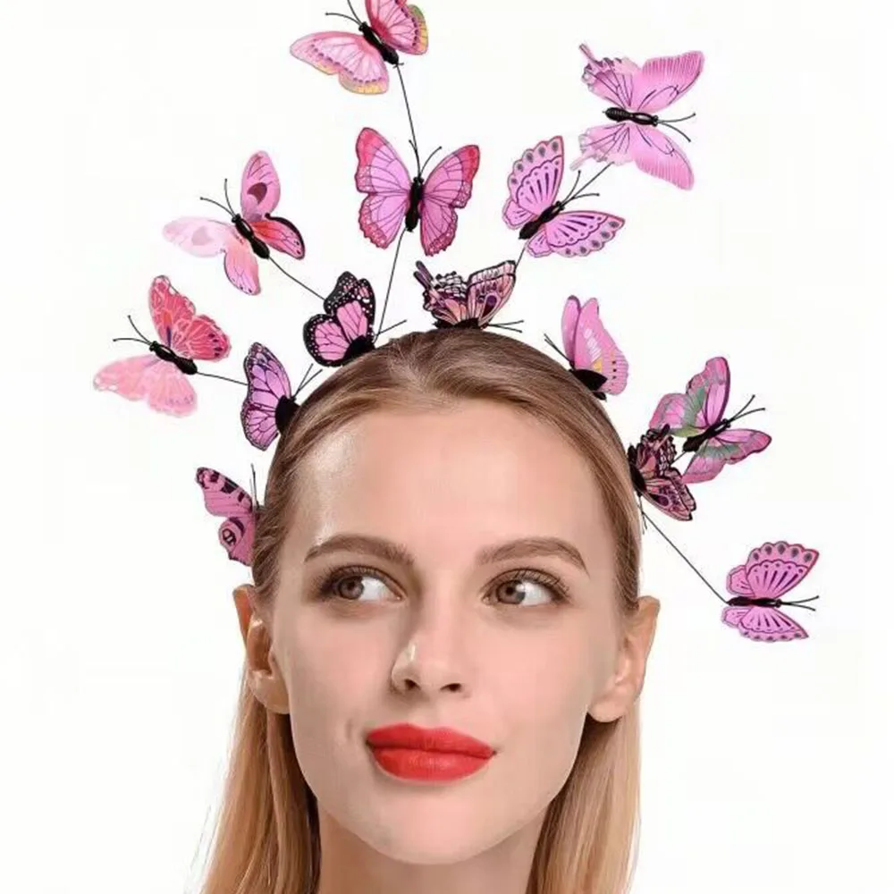 Butterfly Headband Exaggerated Simulated Girl Hair Accessories Headband Garland Cosplay Party Pendant