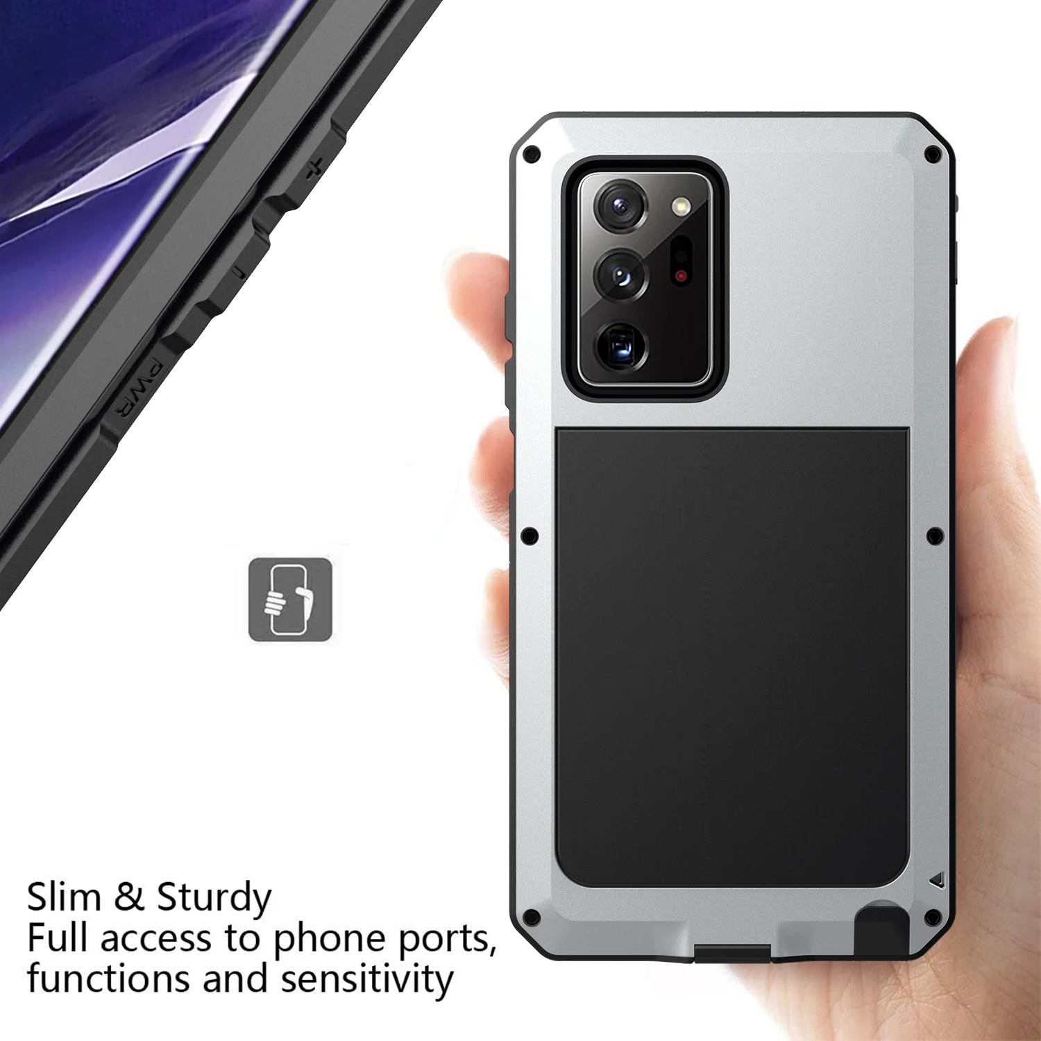 IP54 Military Grade Protection Metal Armor Case for Samsung Galaxy Note 8 9 10 Plus 20 Ultra Shockproof Heavy Duty Defender Case