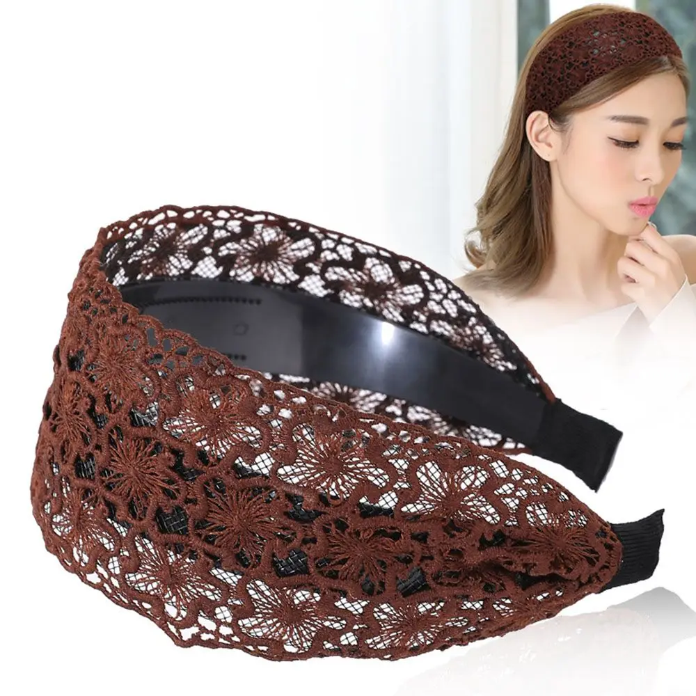 

Headwear Sweet Women Wash Face Flower Makeup Lace Hair Hoop Hair Accessories Korean Style Headband Women Hairband