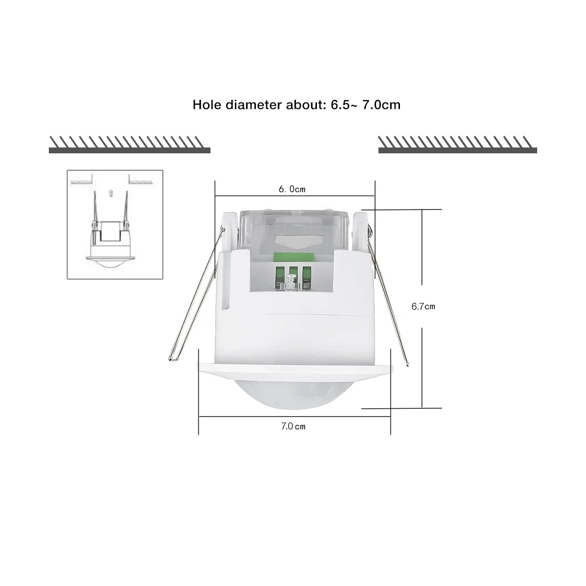 360 Degree 110 220 V/AC Ceiling Mounted Inlay PIR Motion Sensor Switch For Led Light Lamp