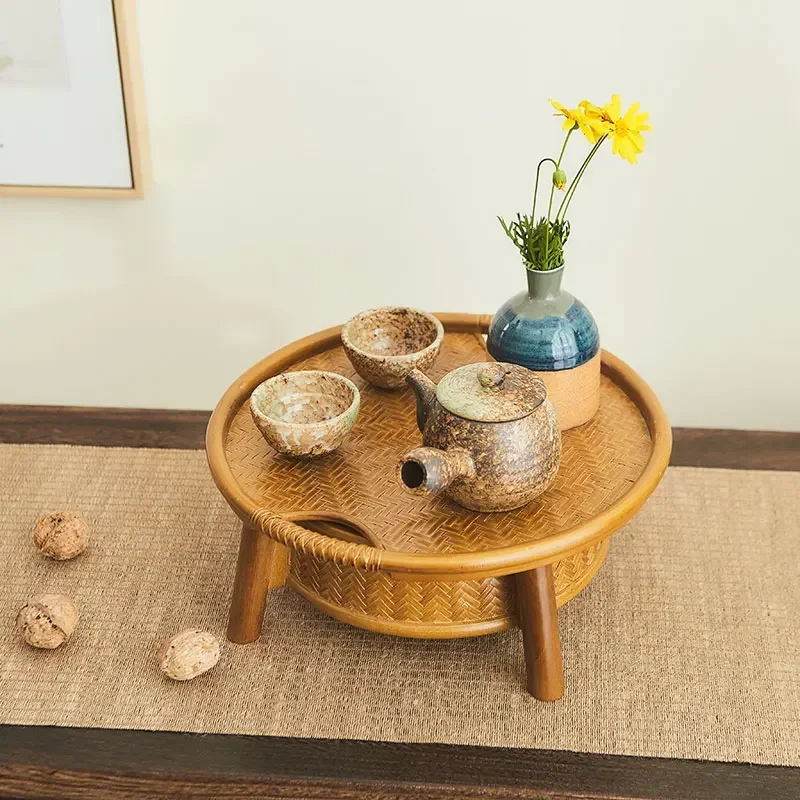 Handmade Bamboo Tea Storage Table, Chinese Style Kung Fu Tea Tray,Household Ceremony Accessories, Bamboo Organizer