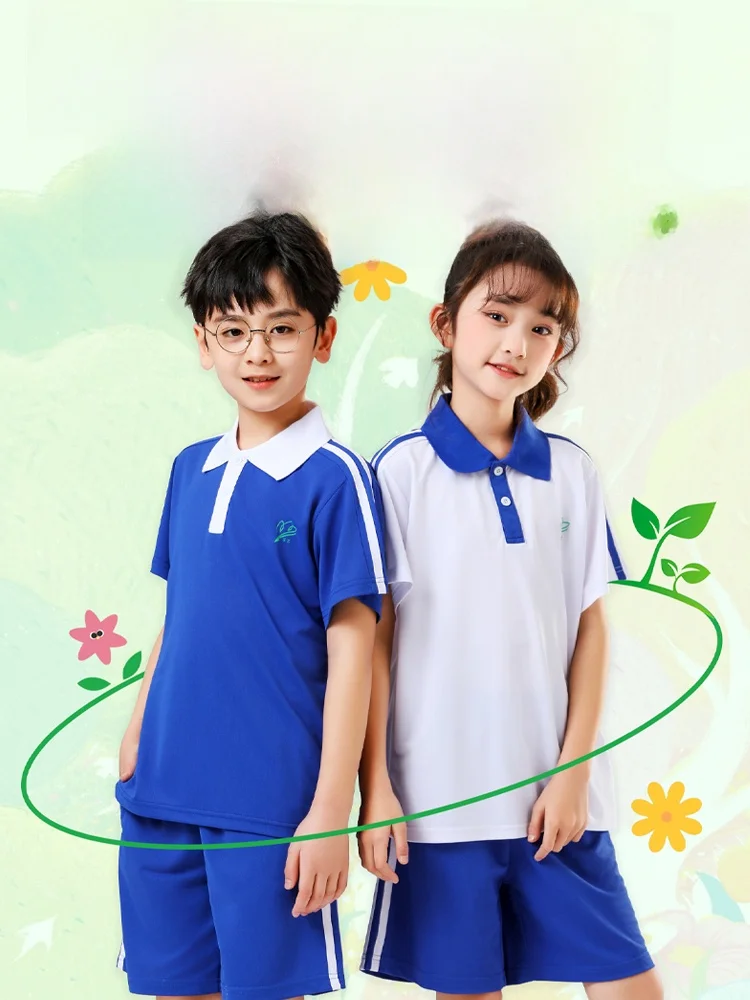 Tomage 학교 교복 스포츠 스타일 빠른 건조 반팔 초등학교 여아 여름 통기성 바지 아동 의류