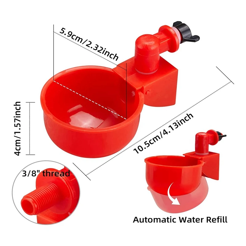 Chicken Water Cups, Automatic Chicken Waterer Kit For Poultry Filling Waterer Poultry Drinking Bowl For Chicken