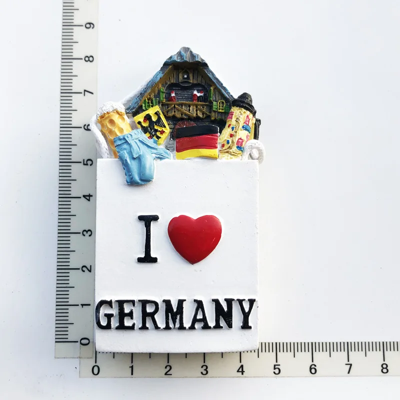 Resin Painted Magnetic Fridge Sticker Germany Berlin Frankfurt Dresden Munich Tourist Souvenirs Attractions Refrigerator Sticker