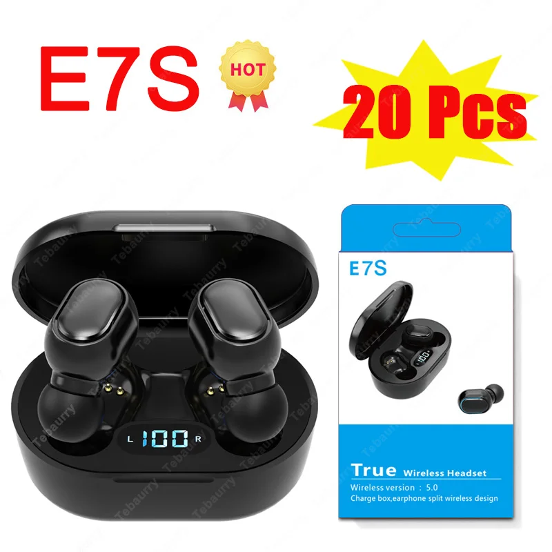 

20 Pieces E7S TWS Bluetooth Earphones Wireless Headphone Sport Stereo Headset Bass Earbuds with Microphone for Smartphone