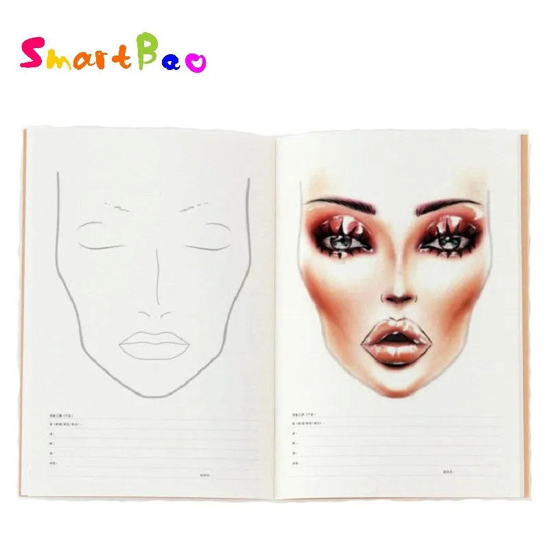 My Makeup Practice Book: Basic face charts to practice makeup and  coloring
