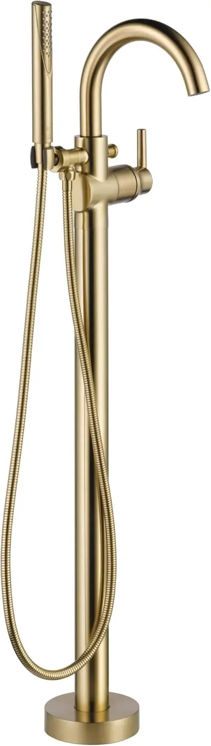 Floor Mount Freestanding Tub Filler with Hand Held Shower Gold Bathtub Faucet Tub Faucet Champagne Bronze