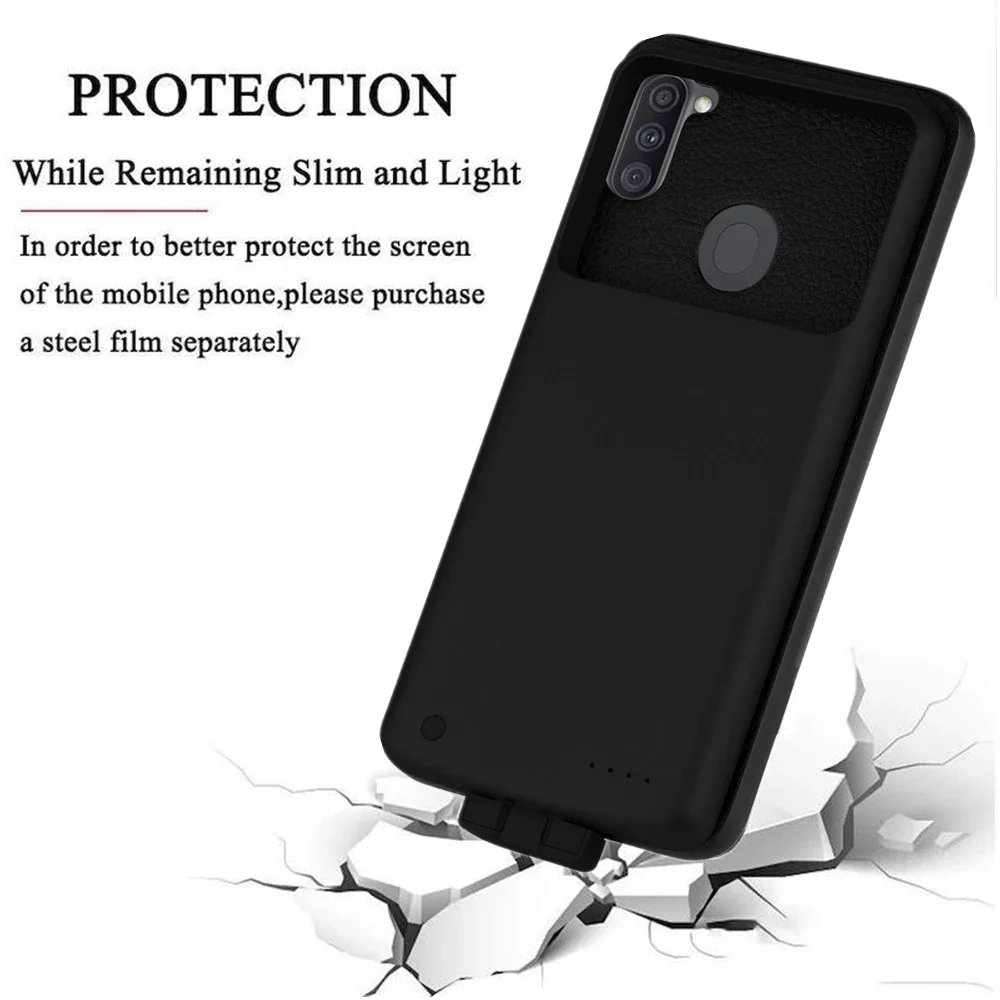 마그네틱 배터리 충전기 케이스, 삼성 갤럭시 A11 미국 버전 보조베터리 케이스, 5000mAh 외장 배터리 보조배터리 커버 케이스