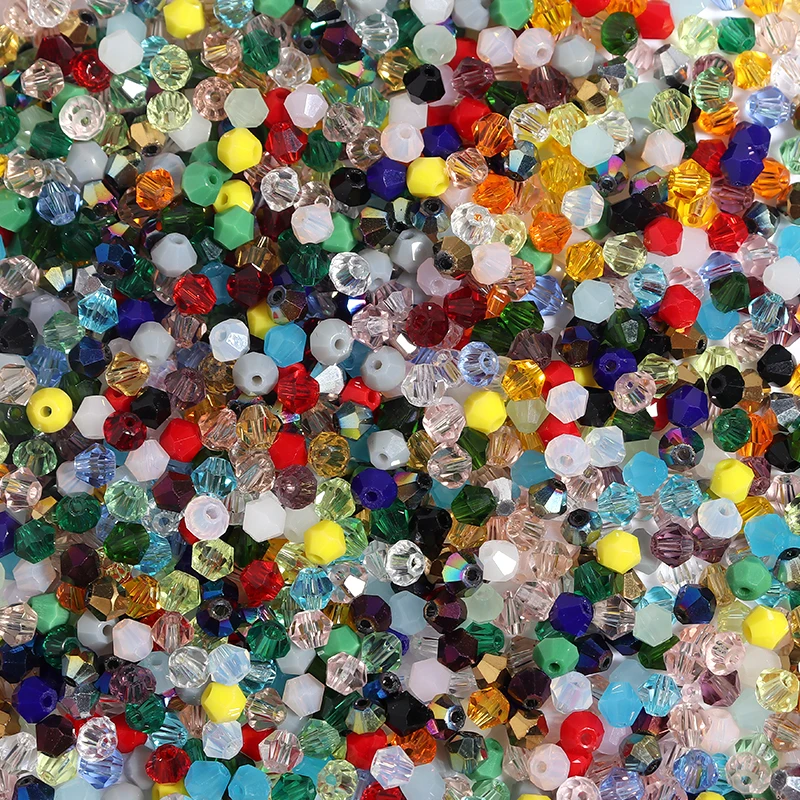 200pcs/Lot 4mm Mixed Multicolor Faceted Crystal Glass tip