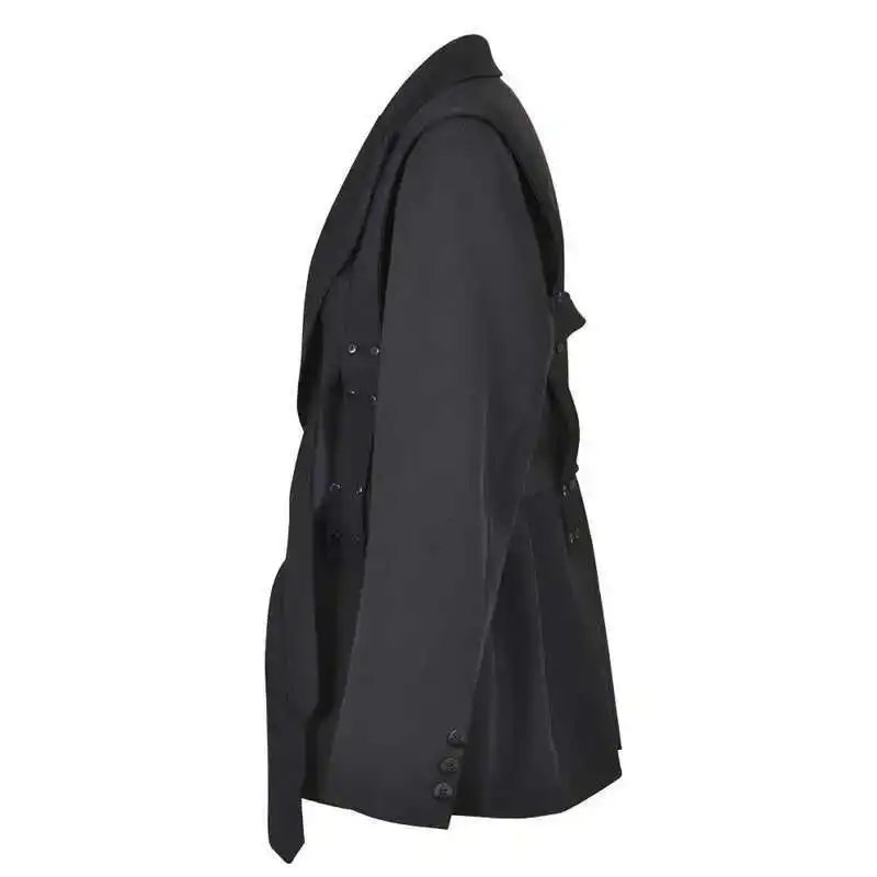 IEFB 가을 캐주얼 정장 코트 비즈니스 남성 고급 느슨한 작은 블레이저 한국 패션 레이스 업 스플 라이스 틈새 디자인 CP0505