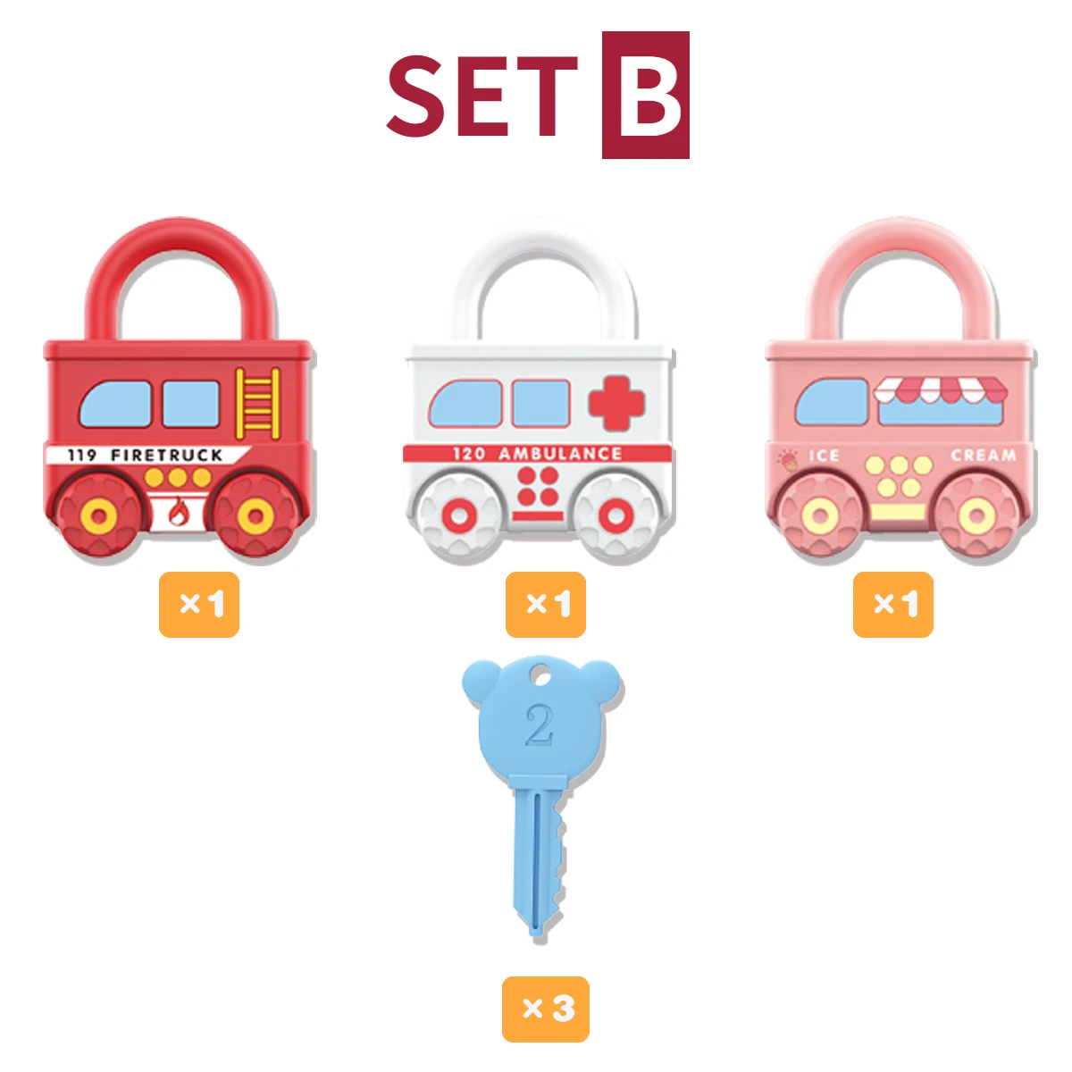 thumbnail image 1 of 3 piezas de juguete de tren de coche con llave para aprendizaje temprano, juguetes educativos de habilidades motoras matemáticas Montessori para niños, regalo de cumpleaños y Navidad, 1 of 5