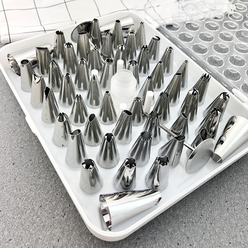 

38Pcs Stainless Steel Flower Nozzle Set Icing Piping Tubes Cake Dessert Decorators Bag&Converter&Puff Nozzle Cream Pastry