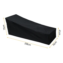 Waterproof Outdoor Sun Lounger Protective Cover - 208x76x41cm (Black)