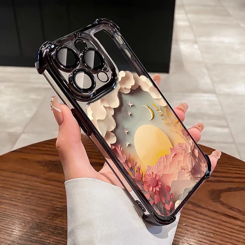 Elegant Landscape Design Shockproof Phone Case - Luxury Plating Clear Finish