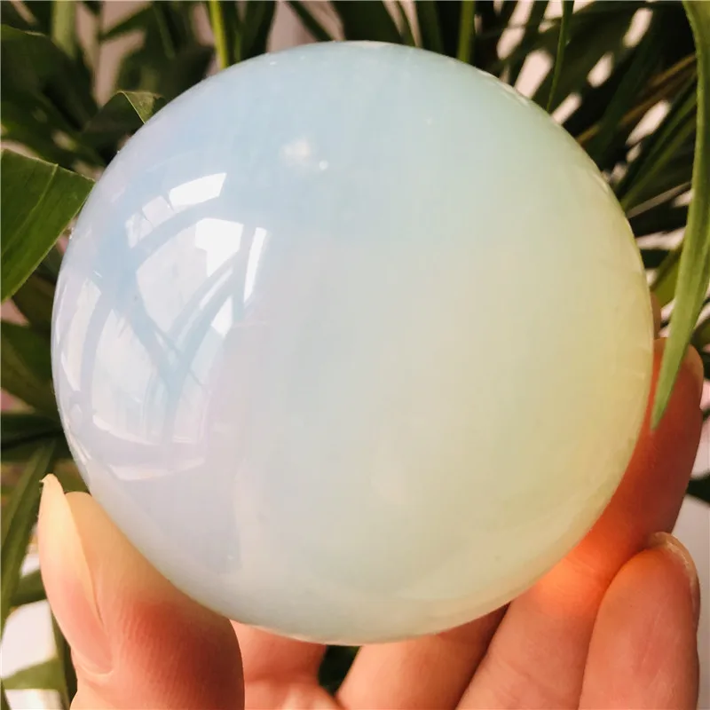 

NATURAL WHITE OPAL CRYSTAL SPHERE BALL RAW STONE BLOCK HOLE TREASURE BASIN OFFICE ORNAMENTS