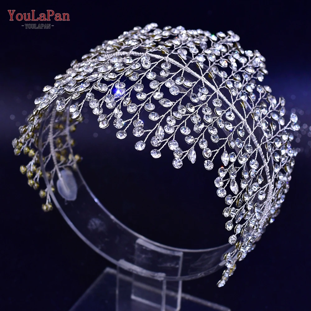 TOPQUEEN Shiny Crystal Crown and Tiara Women Hair Accessories