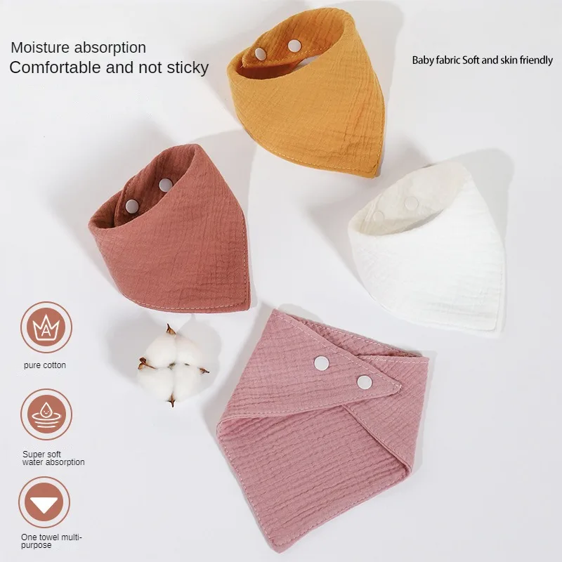 Feeding Bib 1/5Pcs Feeding Drool Bibs Cotton Accessories Newborn Solid Color Snap Button Soft Triangle Towel Baby Bib Cloth
