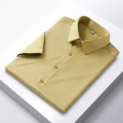 Men's Long Sleeve Non - Iron Wrinkle - Resistant Dress Shirt - High - End Professional White Shirt - 3XL - 43(78 - 85KG) (Light yellow - Short)
