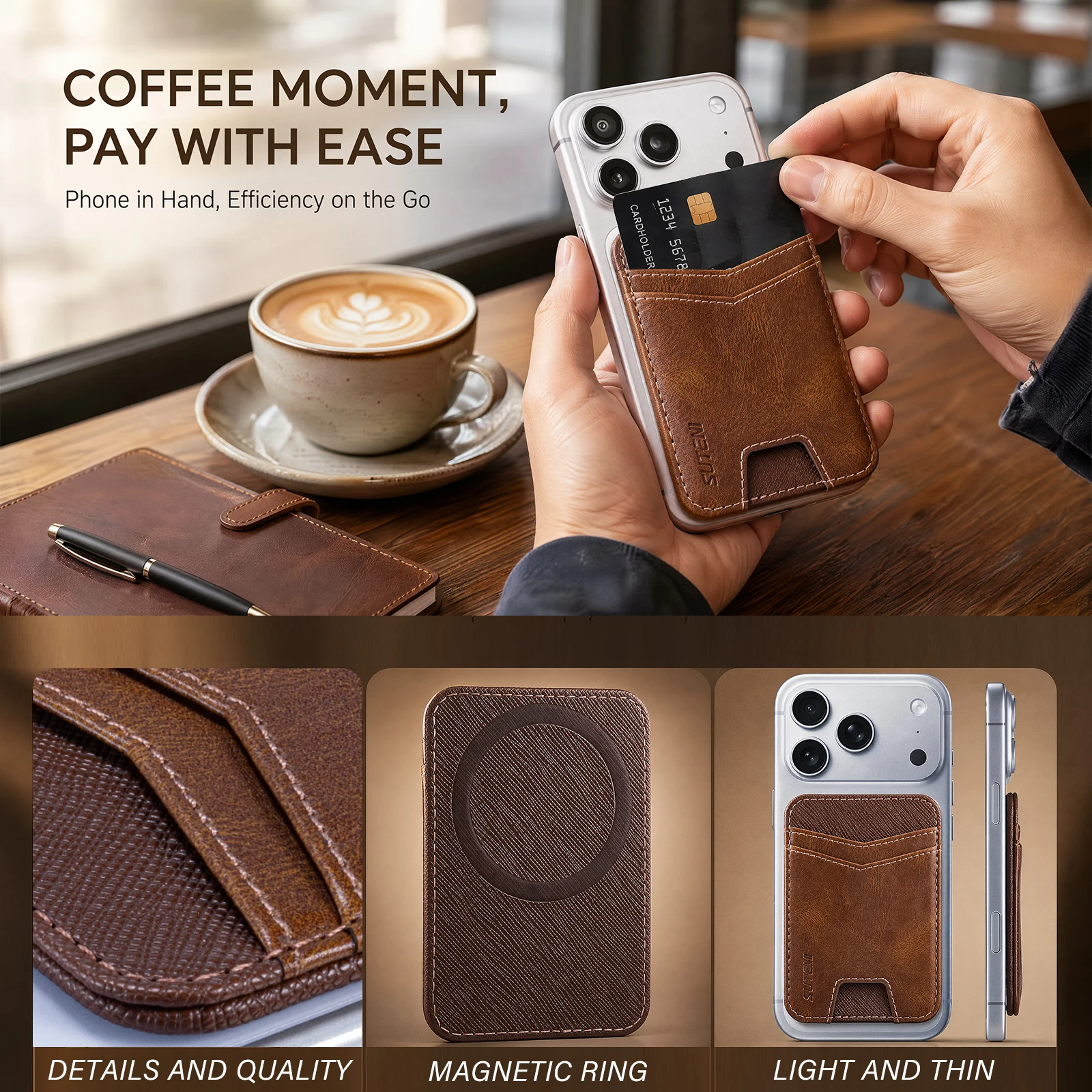 Premium Magnetic Leather Wallet with RFID Protection and Strong Magnet