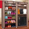 Double row 9-grid non-woven shoe cabinet in coffee color 4