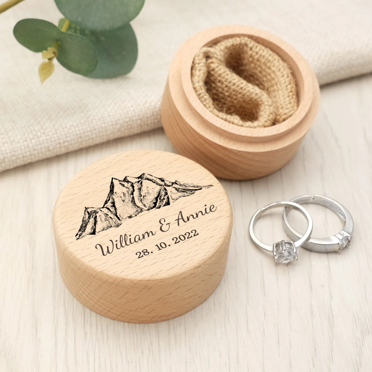 Personalized Custom Wedding Ring Box Wood Double Ring Box Engagement Proposal Ring Holder Proposal Wedding Decor Wood Engraved