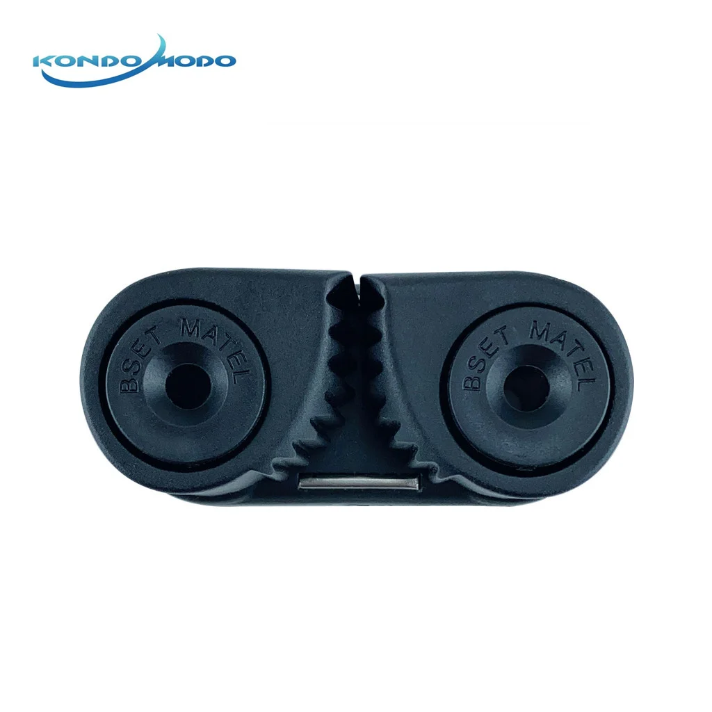 Black Double Nylon 2 Row Cam Cleat With Leading Rings Ball Bearings Rope Clamp for Pilates Equipment Marine Kayak Yacht