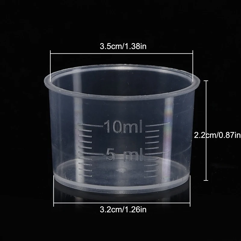 20 Pcs 10ml Small Clear Plastic Measuring Cup With Scale Volumetric Cylinder Laboratory Experimental Supplies