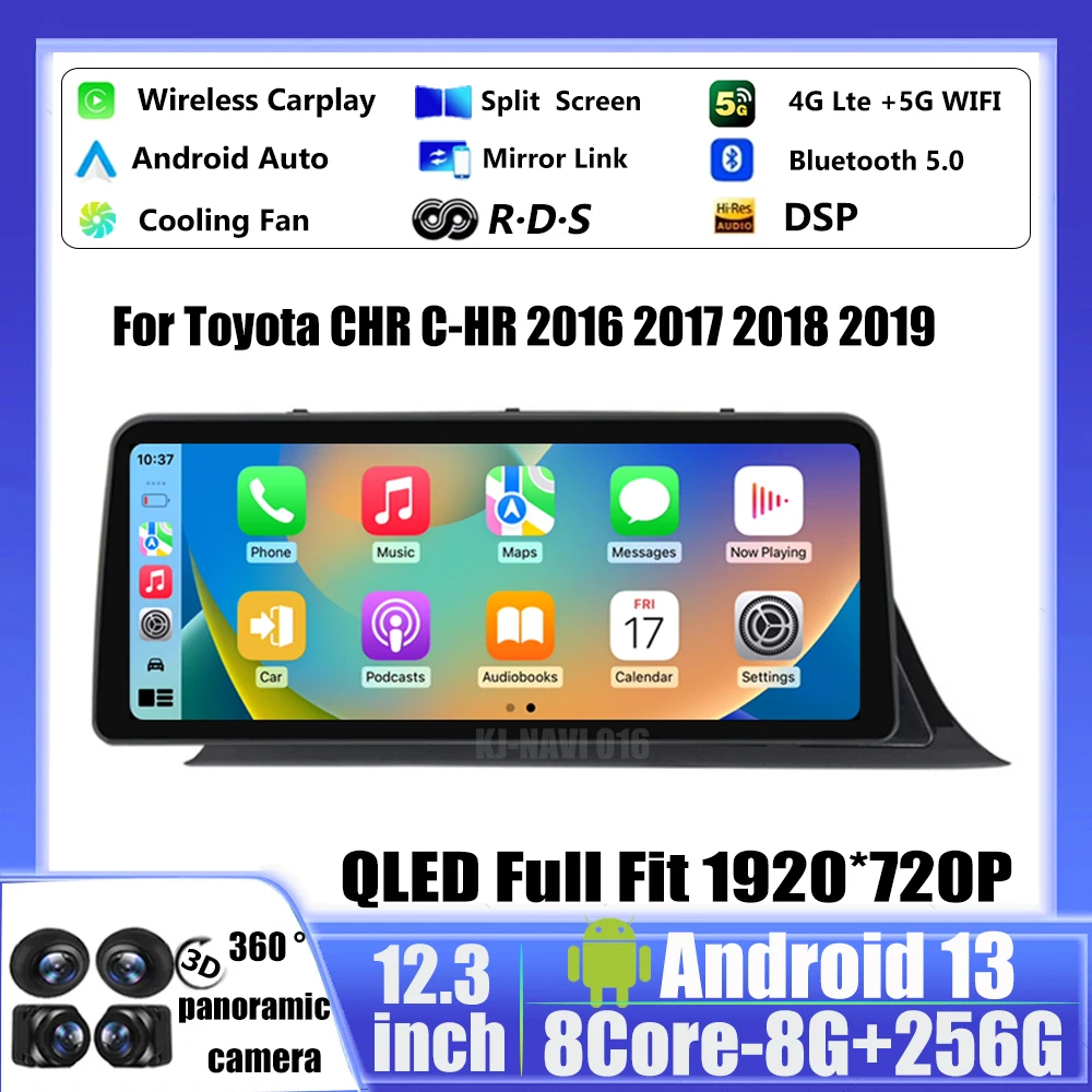 

12.3'' Car Radio For Toyota CHR C-HR 2016 2017 2018 2019 Multimedia Video Player Android 13 DSP Auto Carplay RDS Cooling Fan