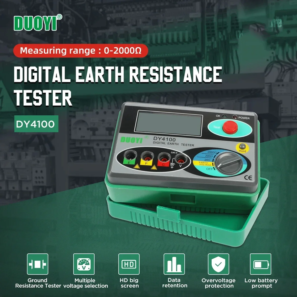 Description Picture 2 of itemDY4100 Digital Earth Ground Resistance Meter Meg-ohmmeter 0-2000 Ohm Electrician Resistance Tester Voltage Measuring Instruments
