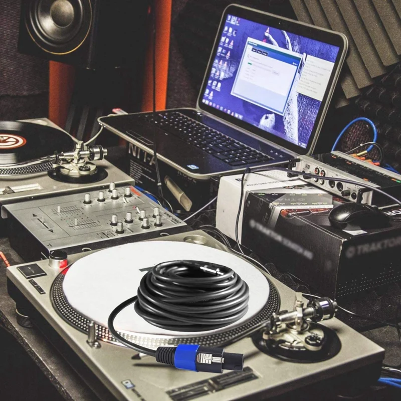 Jumwa 1M 2pack Speakon à 1/4'' TS Câble Haut-parleur 15 Guage Cord Wire M-M Pour Amplificateur Audio Avec Twist Lock DJ/PA Mâle Pour Heavy Duty Audio