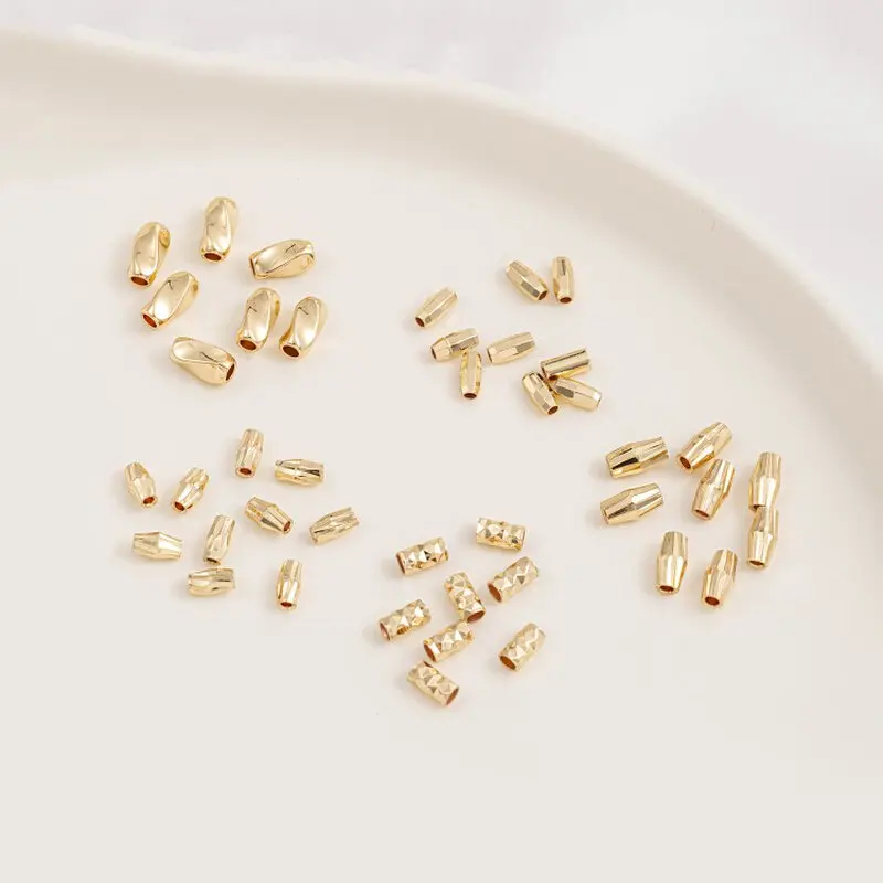 

20PCS 14K Clad Gold Jewelry Positioning Sliding Beads DIY Handmade Loose Beads Twisted Beads Positioning Tube Bead Accessories