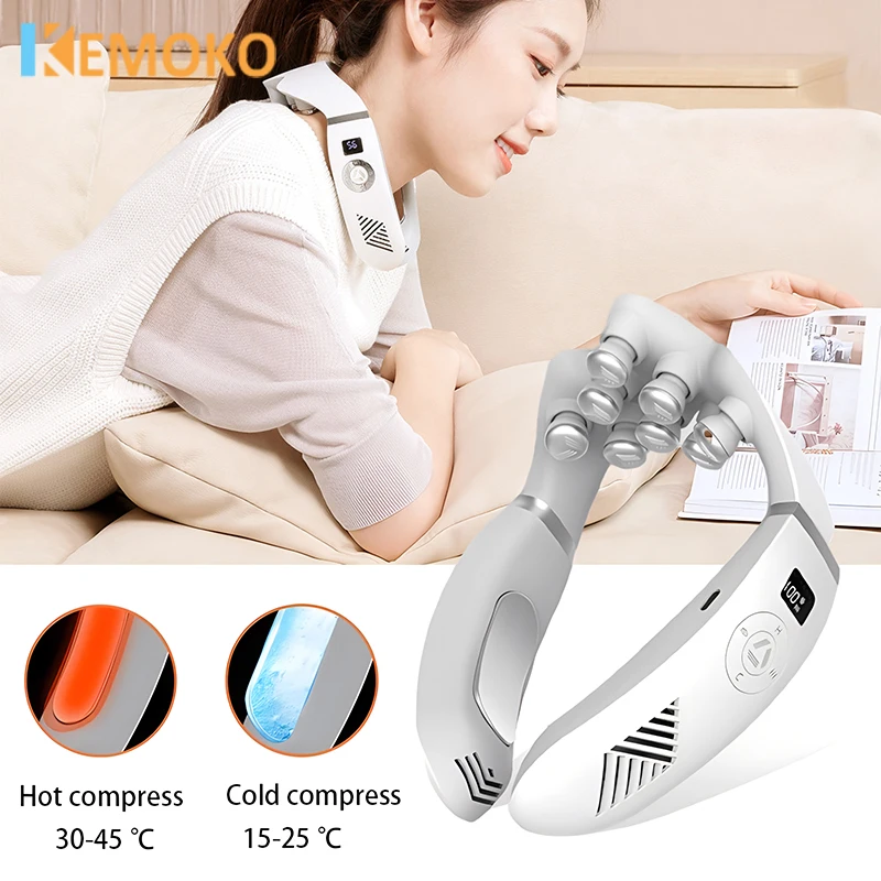 Upgraded Multifunctional Neck Massager With Smart Rechargeable Heating Ice Roller For Kneading Cervical Spine and Neck Warmer