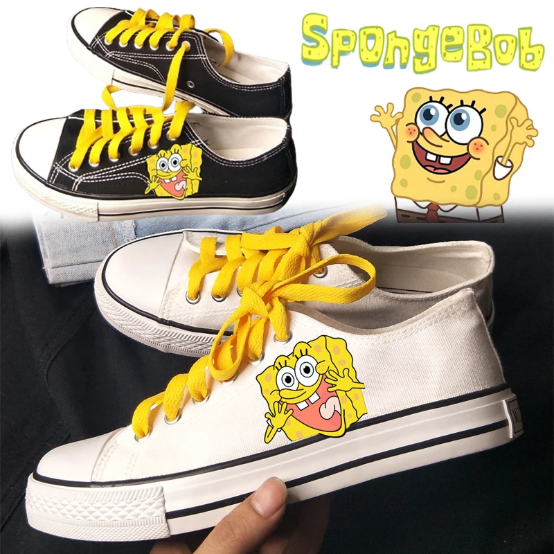 Spongebob Scarpe Di Tela Cartoon Anime Scarpe Vulcanizzate Casual Flat Lace-Up Sneakers Cute Zapatillas Mujer Chaussure Man Sneakers