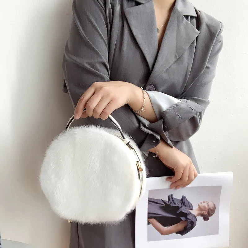 Fashion New Women's Bags High-end Mink Fur Bags Mink Literary Women's Shoulder Bags Niche Design Messenger Bags Trendy Handbags