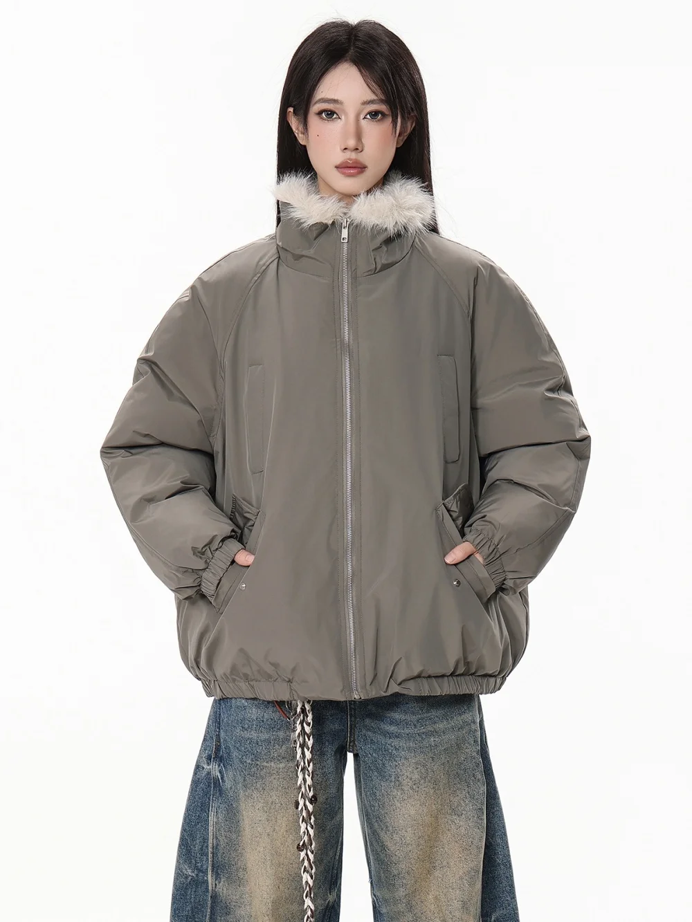 Women's Winter Down Jacket Plush Collar Winter Woman Clothes Luxury Padding Lightweight Puffer Women Brand Luxury Down Jackets
