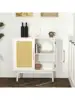 JOZZBY Rattan Sideboard Buffet Cabinet Set of 2 White Cabinet with Rattan Doors and Adjustable Shelves Accent Cabinet fo 4