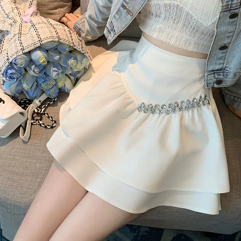 ワンピース CHARORUIZ Women Mid Skirts 244621 BLUELOLITA WHITE Women Puff Sleeve Bow Ruffle Lolita Fairy Girl Short Dress