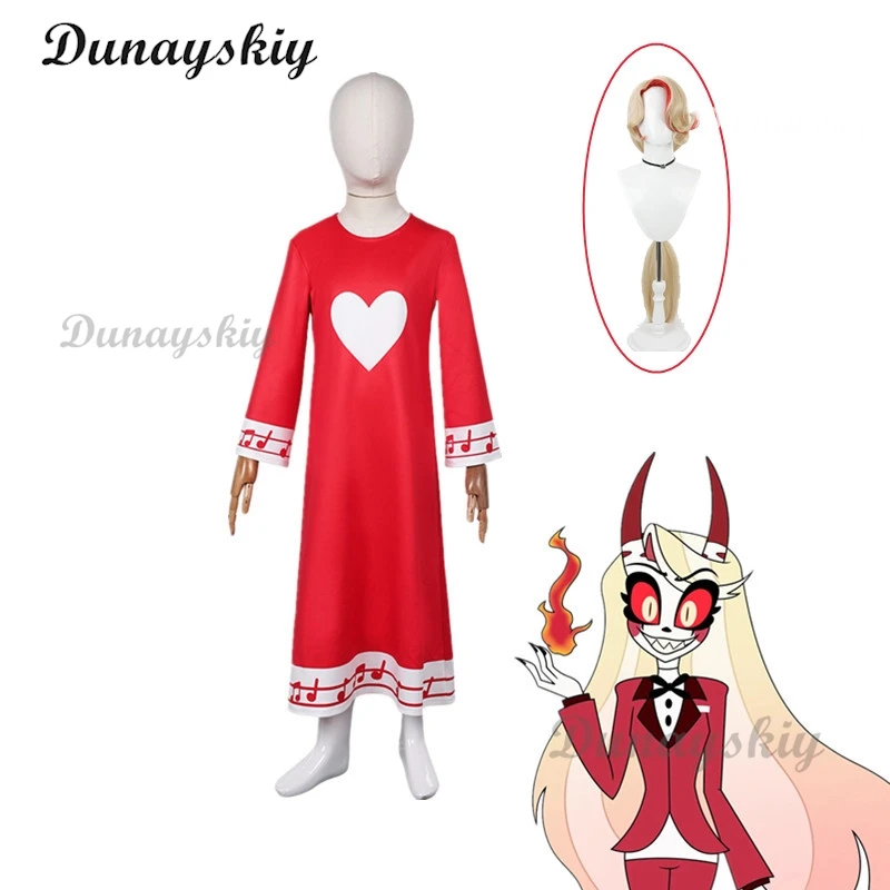 Kid Charlie Morningstar Cosplay Camicia Da Notte Per Bambini Cartoon Hotel Fantasia Costumeuniform Halloween Carnival Suit