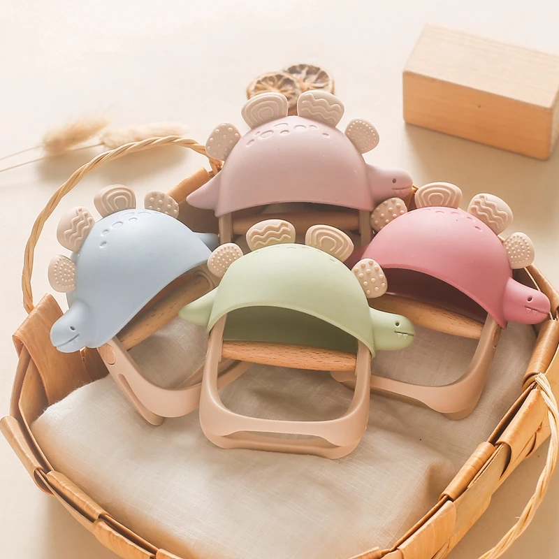 Baby Silicone Dinosaur Glove Teether Toys BPA Free Silicone Removable Nursing Teething Toys Newborn Chew Teething Gift silicone teething toys teething toys