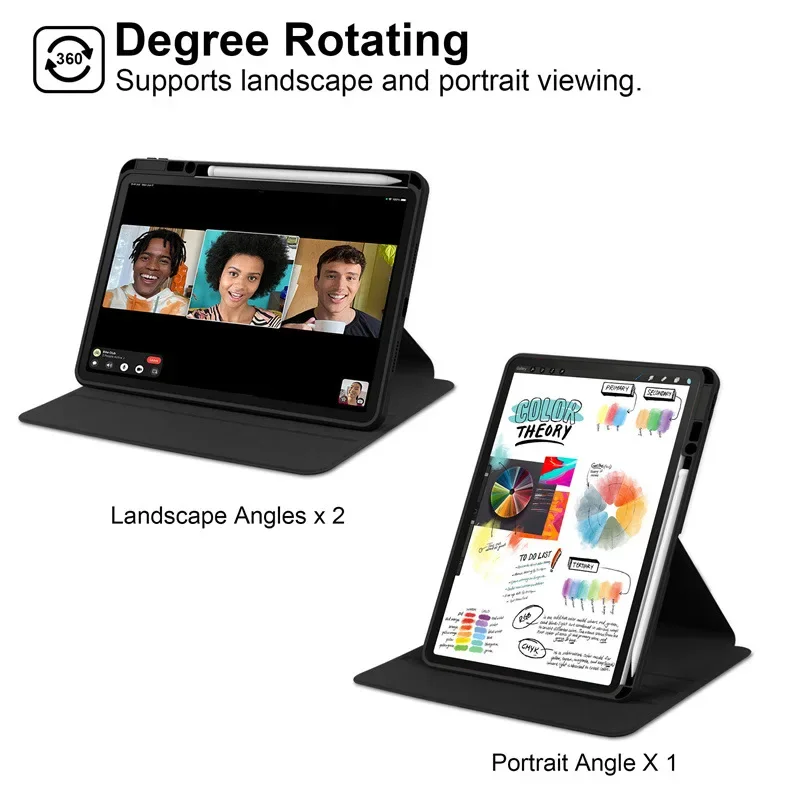 Luxurious 360° Rotating Flip Leather Tablet Case with Acrylic Shockproof Protection
