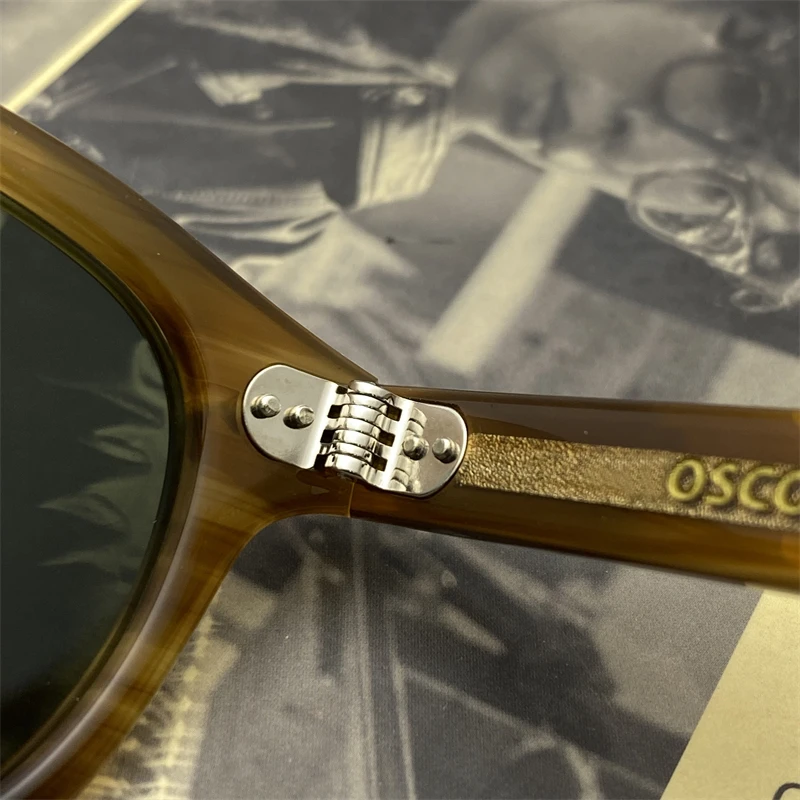 Acetate frame sunglasses showing side view and polarization feature.