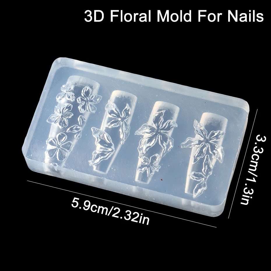 3D 꽃무늬 실리콘 네일 몰드 히비스커스 꽃 디자인 몰드 참 장식 공예 조각 네일 아트 몰딩 도구 매니큐어