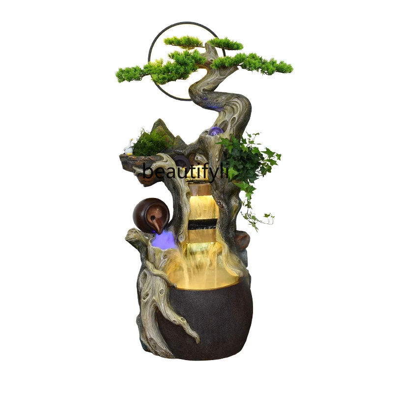 

Large Rockery Fengshui Wheel Landscape Zen Mountain Fountain Living Room Office Decorations